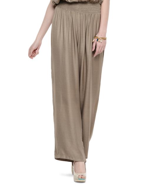 floral touch fawn straight fit palazzos - 863273 - Very Small Image - 1