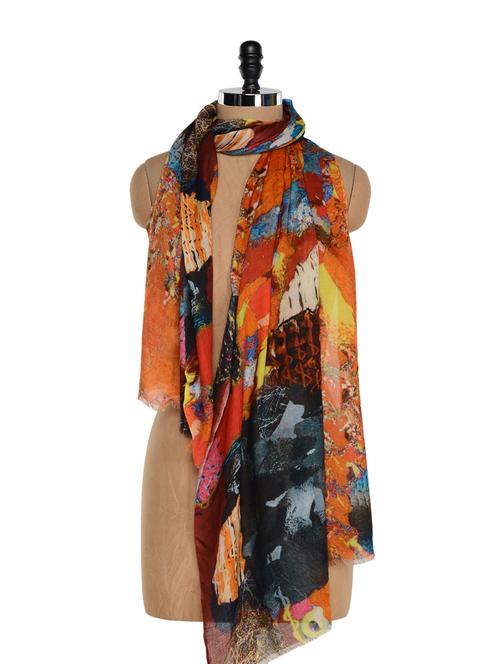 Multi-coloured digital printed scarf - 863984 - Very Small Image - 1