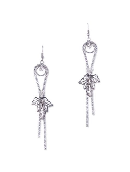 crystal studded metallic charms hanging earrings - 865920 - Very Small Image - 1