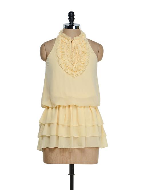 cream ruffled mini dress - 866476 - Very Small Image - 1