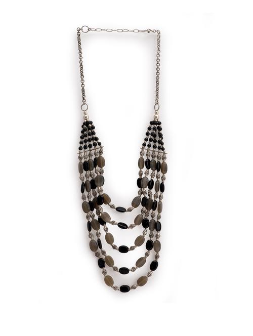 black and grey beads necklace - 8743 - Very Small Image - 1