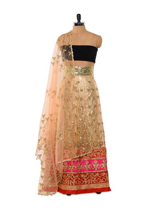 ornate semi-stitched lehenga set - 87699 - Very Small Image - 1
