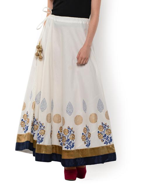 cotton hand block printed border skirt - 88377 - Very Small Image - 1