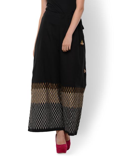 chevron print detail cotton palazzo pants - 88398 - Very Small Image - 1
