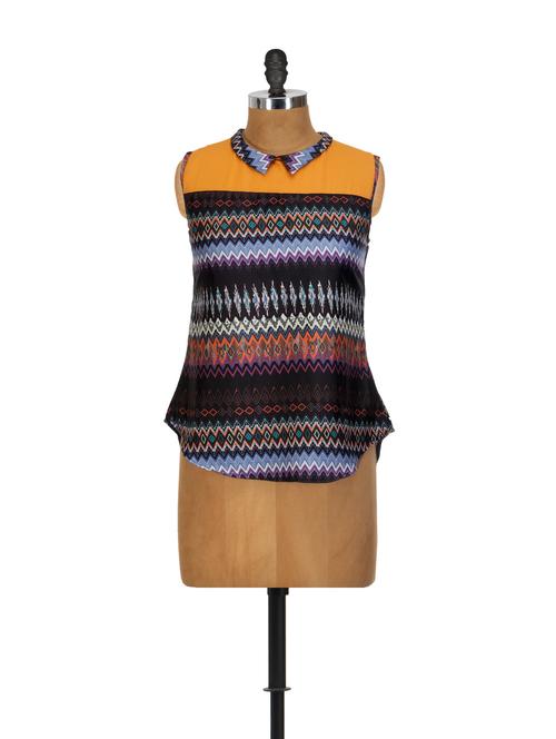 Aztec inspired high-low collared top - 885624 - Very Small Image - 1