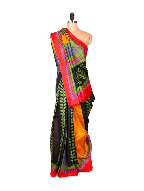 multicolored leaf print saree - 885938 - Very Small Image - 1
