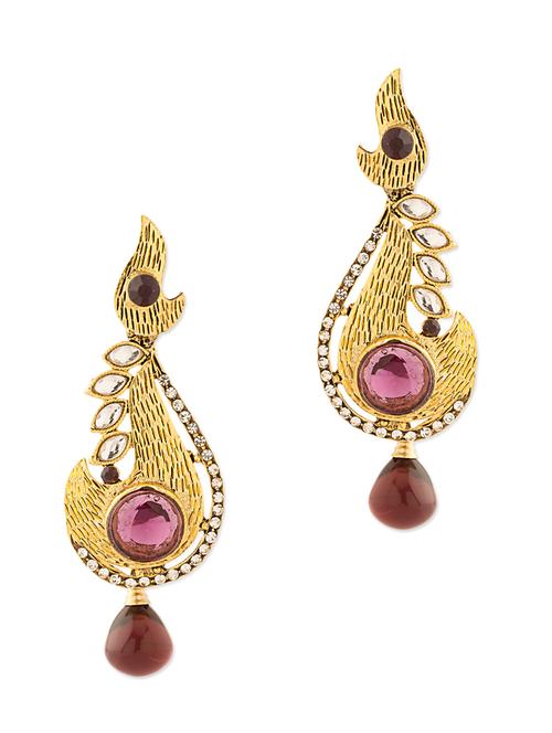 Earrings Embedded With Purple Stones - 889684 - Very Small Image - 1