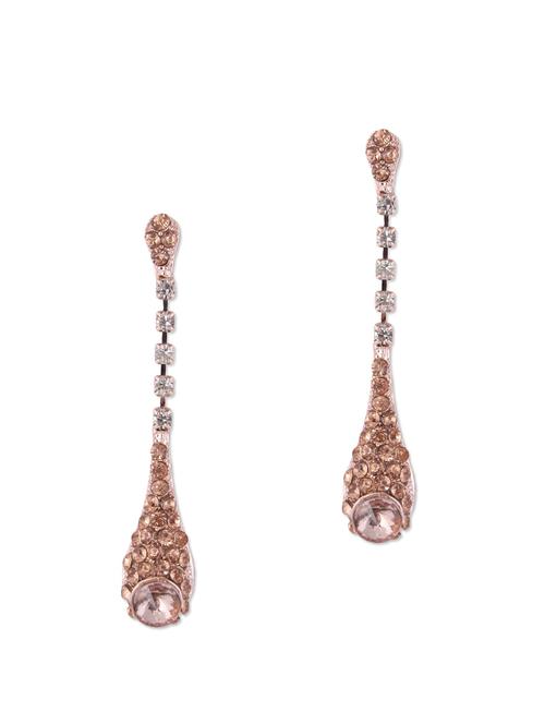 Rose Gold Earrings with Crystals - 89068 - Very Small Image - 1