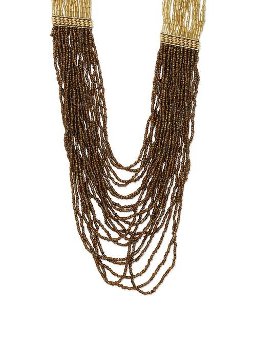 bronze and gold beads multistring neckpiece - 892467 - Very Small Image - 1