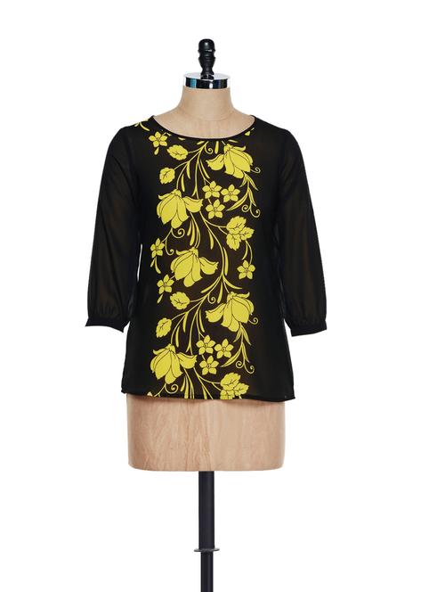 feminine floral black top - 892739 - Very Small Image - 1