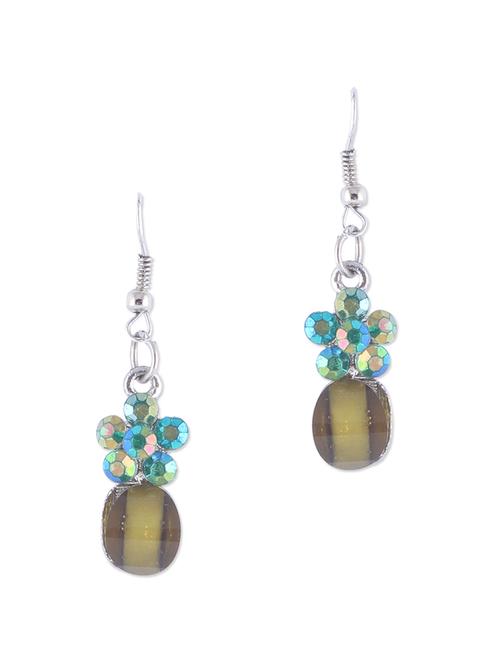 blue and green flower and beads earrings - 892761 - Very Small Image - 1