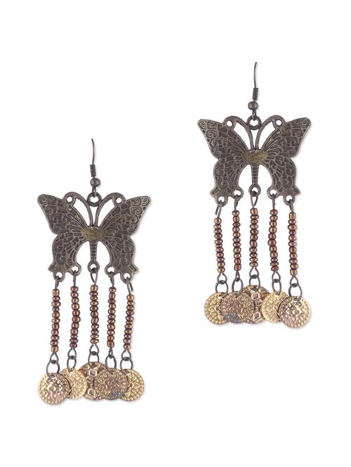 copper butterfly with dangling coins earrings - 892762 - Very Small Image - 1