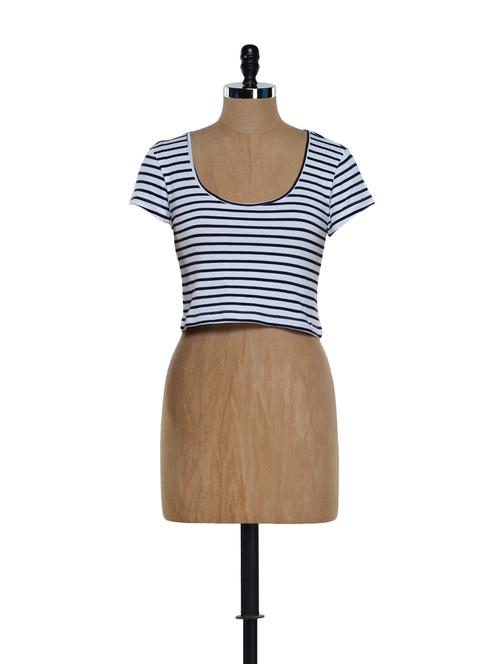 blue striped cotton knit crop top - 893575 - Very Small Image - 1