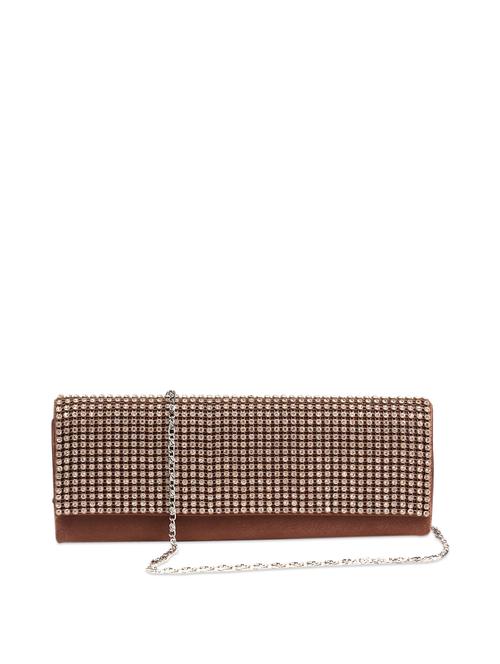 brown rectangular clutch with crystal embellishments - 893913 - Very Small Image - 1