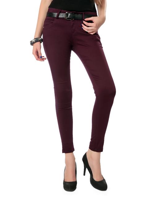 wine cotton lycra jeans - 893988 - Very Small Image - 1