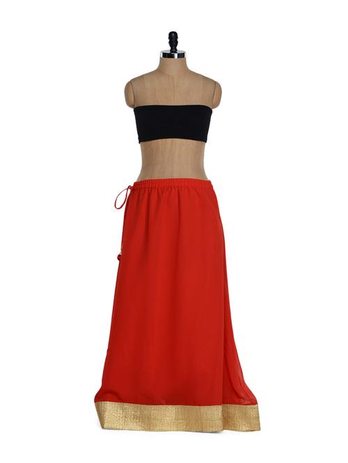 simple red lehenga with golden border - 894065 - Very Small Image - 1