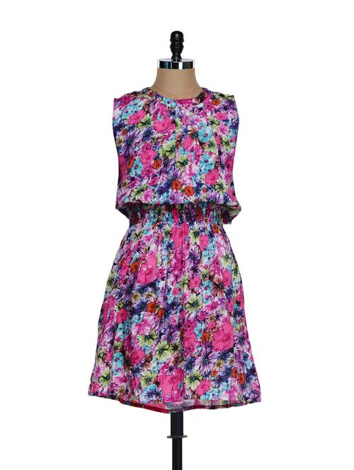Multi-coloured floral printed summer dress - 894827 - Very Small Image - 1