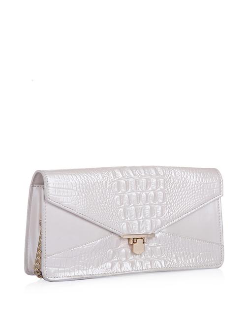 Off-white crocodile skin patterned glossy clutch bag - 895067 - Very Small Image - 1