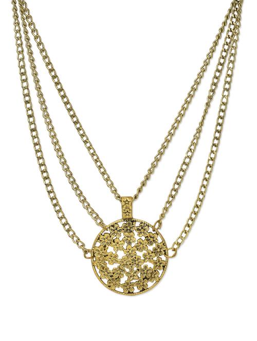 Statement Gold Medallion Chain long Necklace - 895636 - Very Small Image - 1