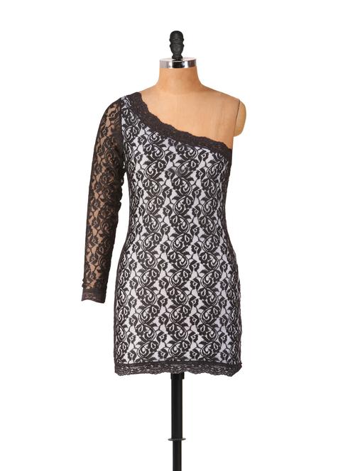 monochrome one shoulder lace dress - 896459 - Very Small Image - 1