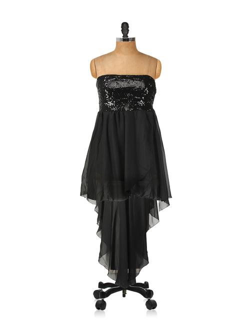sequined black asymmetrical dress - 896479 - Very Small Image - 1