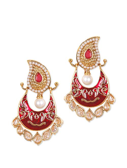 red and gold traditional earrings - 897037 - Very Small Image - 1