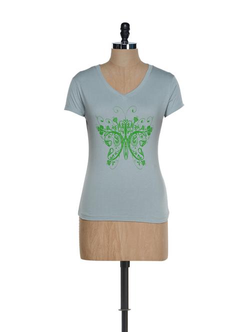 abstract butterfly print grey top - 898228 - Very Small Image - 1
