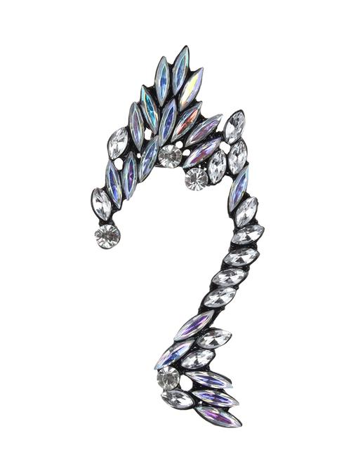 white rhinestone swan shape ear cuff - 898361 - Very Small Image - 1