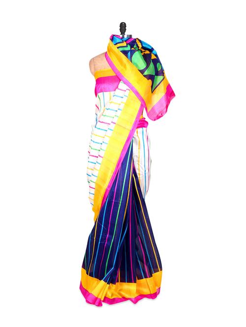 multi-coloured bhagalpuri silk saree in printed fabric, with matching blouse piece - 900118 - Very Small Image - 1