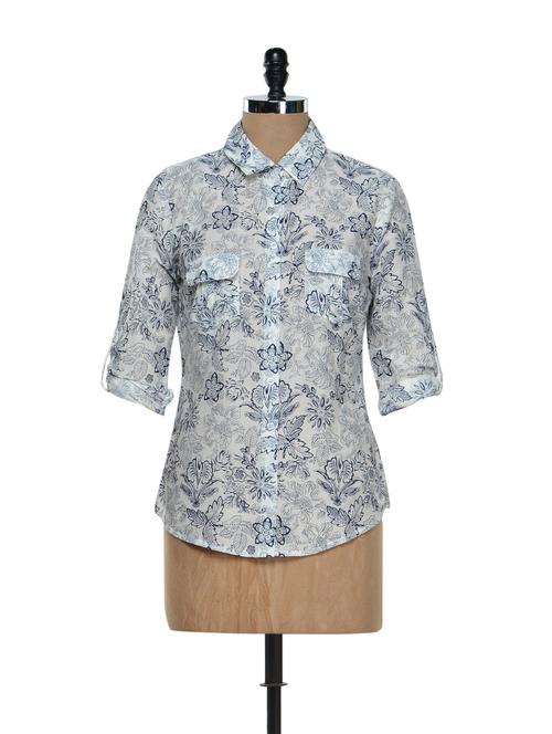 off-white floral print top - 901298 - Very Small Image - 1
