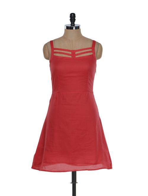 strappy red cotton dress - 901569 - Very Small Image - 1