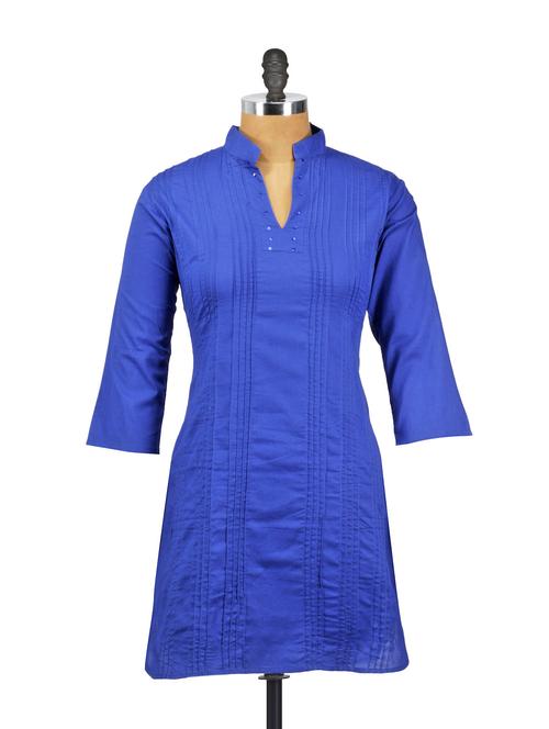 solid royal blue kurta - 902231 - Very Small Image - 1