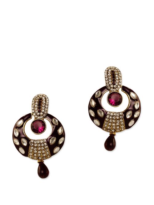 stone embellished fancy purple crystal earrings - 903262 - Very Small Image - 1