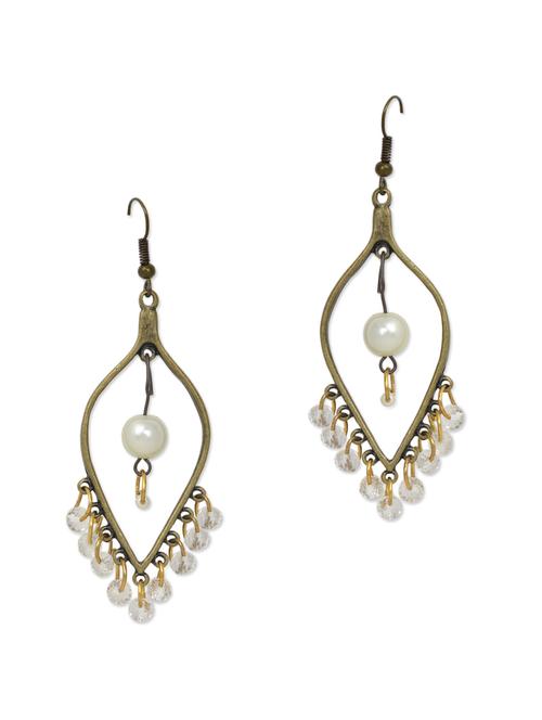 copper tear shaped drops with faux pearls - 904316 - Very Small Image - 1