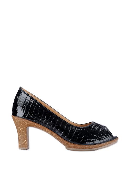 Black Crocodile Skin Print Heels - 905795 - Very Small Image - 1