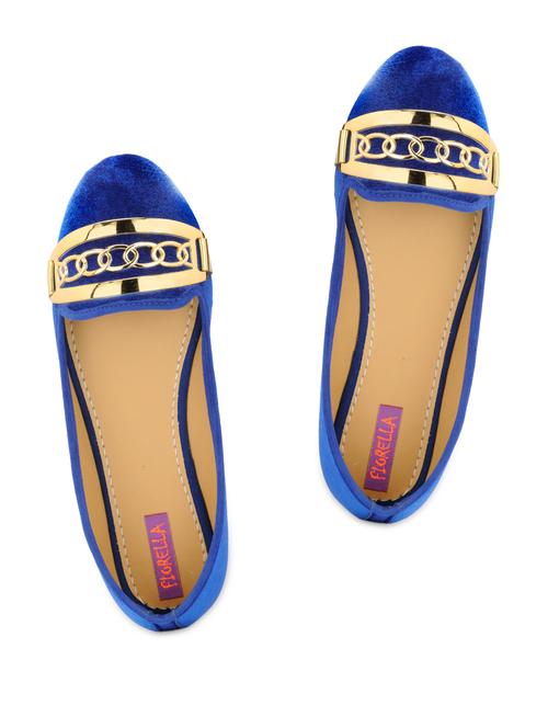 Gold metal detail blue ballerinas - 905837 - Very Small Image - 1