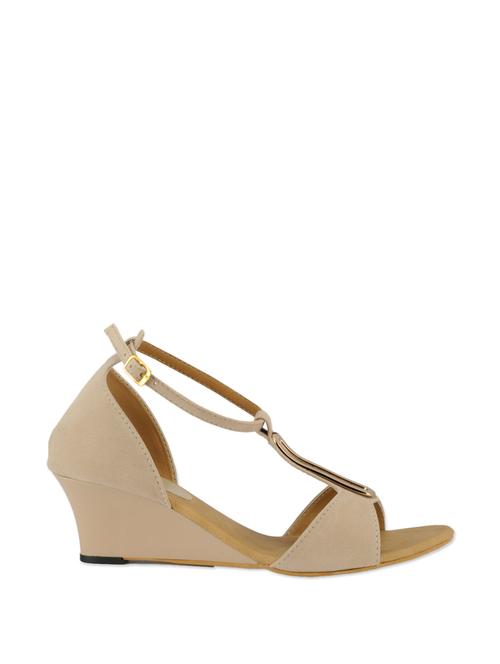 Beige leatherette wedges - 905848 - Very Small Image - 1
