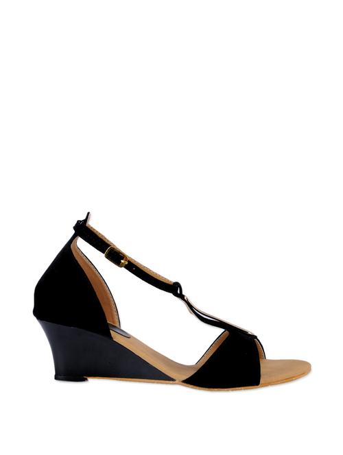 Black leatherette wedges - 905849 - Very Small Image - 1