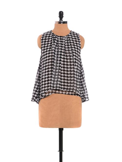 Gorgeous black sheer top with hounds tooth print - 906090 - Very Small Image - 1