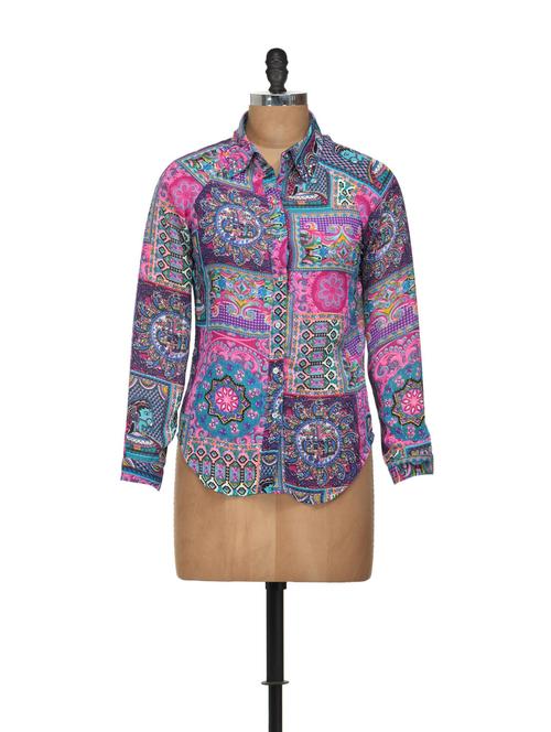 Blue and Pink Printed Shirt - 906485 - Very Small Image - 1
