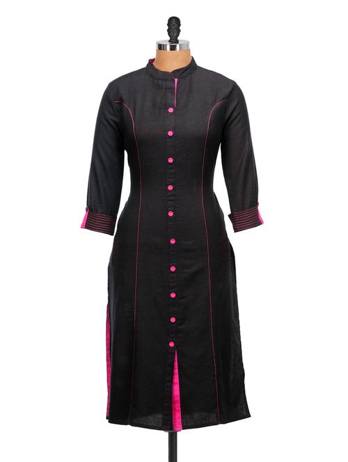 black front open kurta - 907236 - Very Small Image - 1