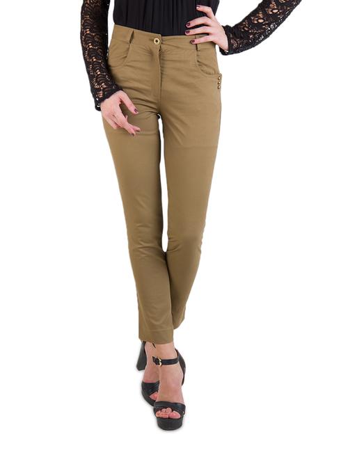 khakhi brown ladies trouser - 908345 - Very Small Image - 1