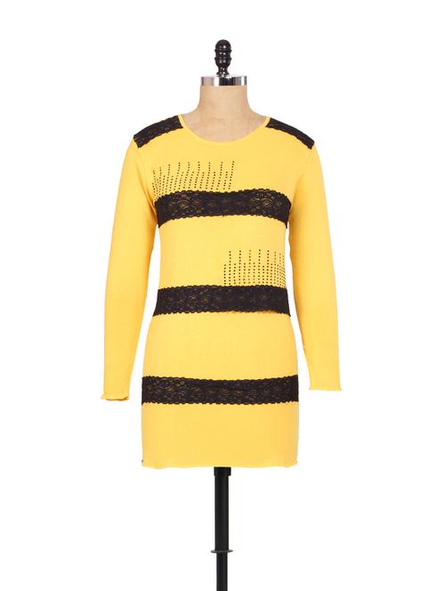 casual yellow and black knitted winter top - 908466 - Very Small Image - 1