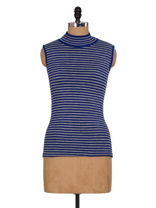 blue sleeveless knitted winter top - 908571 - Very Small Image - 1