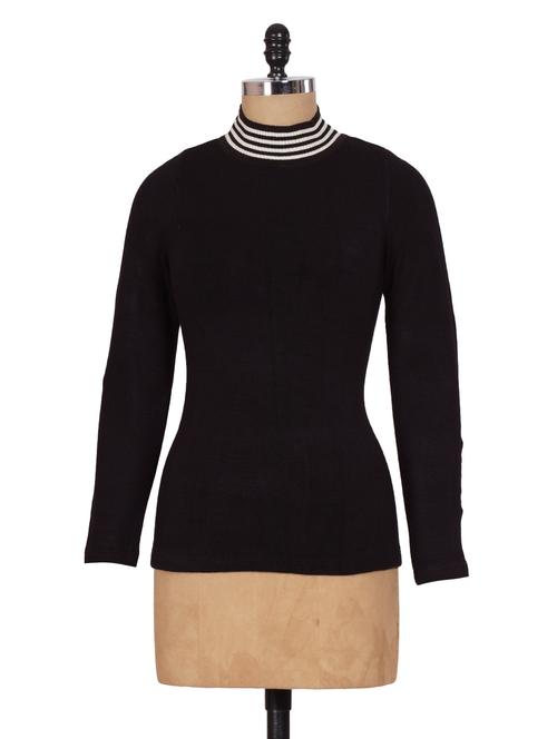 black high-neck knitted top - 908591 - Very Small Image - 1