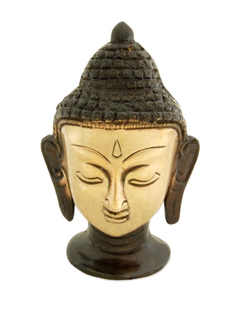 antique gold buddha head brass statue - 908731 - Very Small Image - 1