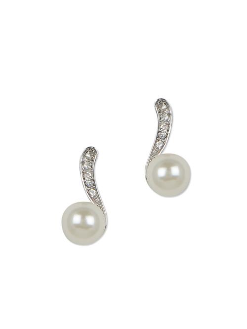 white gold plated elegant pearl studs - 912087 - Very Small Image - 1