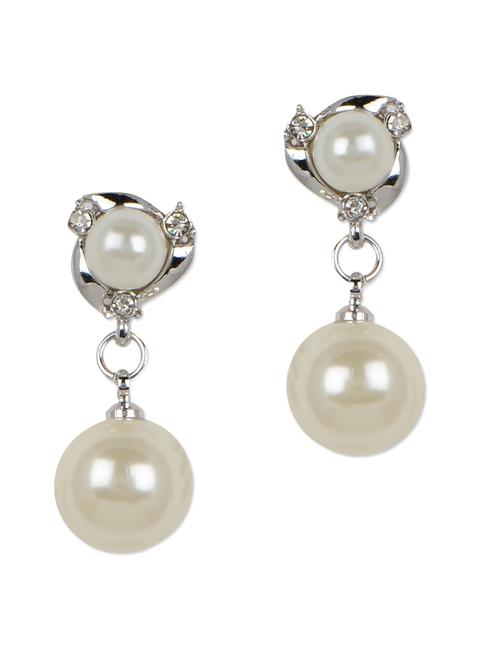 White gold plated Double pearl Drops - 912093 - Very Small Image - 1