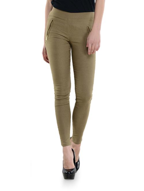 beige side zipper jeggings - 914812 - Very Small Image - 1