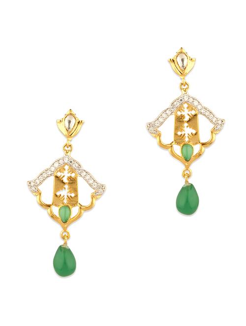 Stunning Geometric Green Drop Earrings - 916963 - Very Small Image - 1